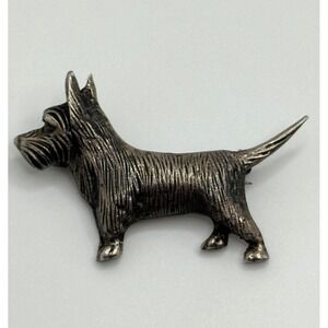 Vintage Scottie Dog Brooch Sterling Silver Scottish Terrier  Pin